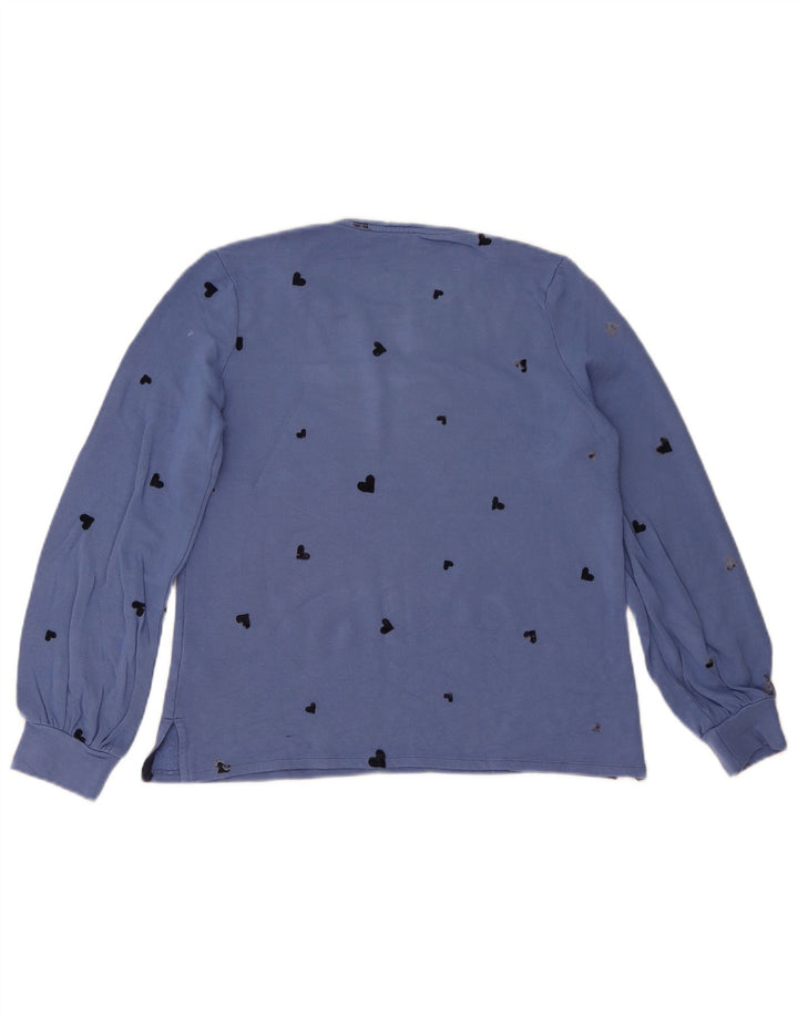 Oasis Damen-Sweatshirt mit abstraktem Muster, UK 12, mittelblaue Viskose