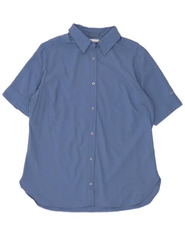 Columbia Damen Kurzarmhemd UK 14 Mittelblaues Polyester