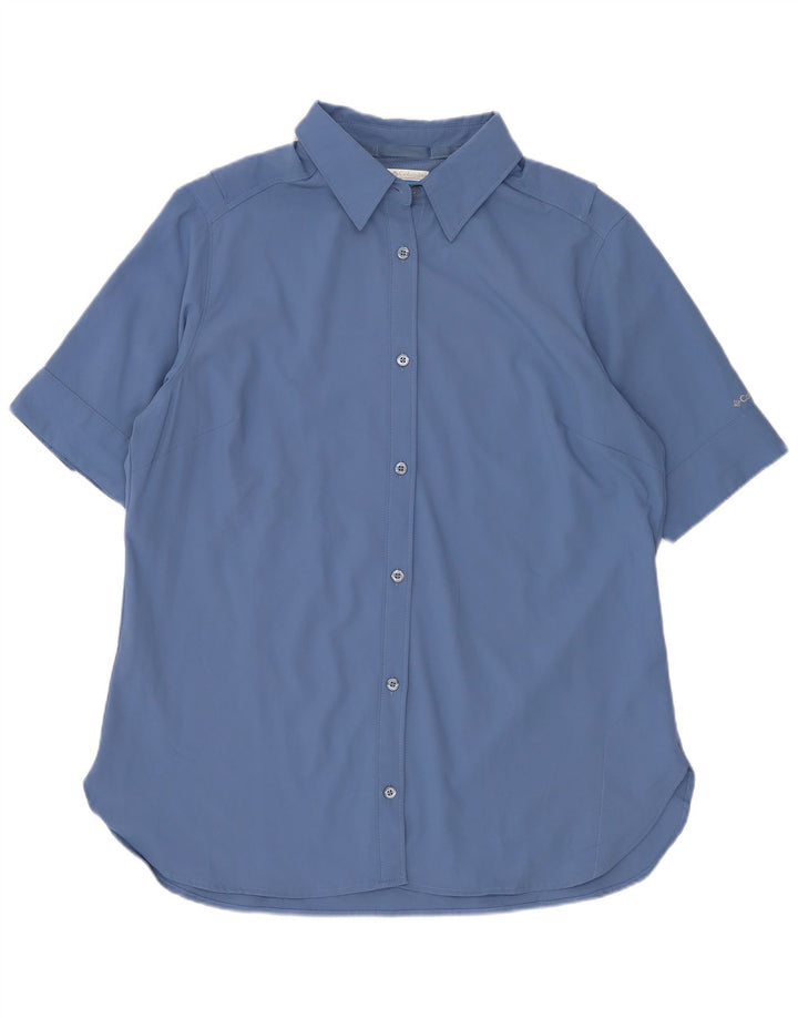 Columbia Damen Kurzarmhemd UK 14 Mittelblaues Polyester