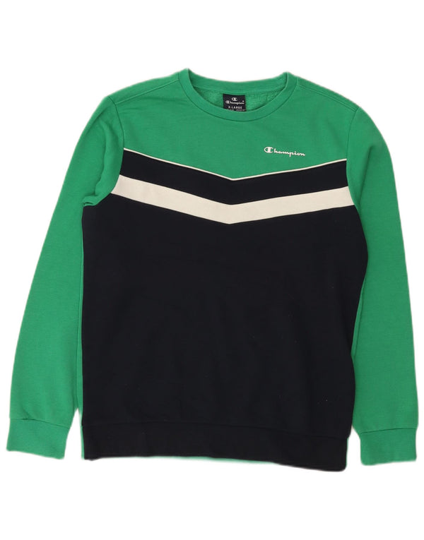 Champion Sweatshirt-Pullover für Jungen, 13–14 Jahre, XL, Grün, Farbblock