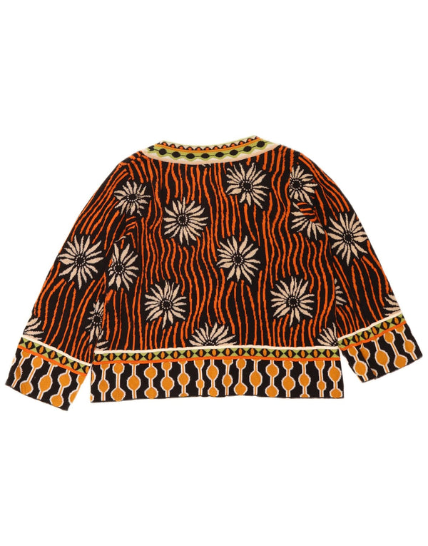 Gudrun Sjödén Damen-Cardigan-Pullover UK 10 Kleines mehrfarbiges Blumenmuster