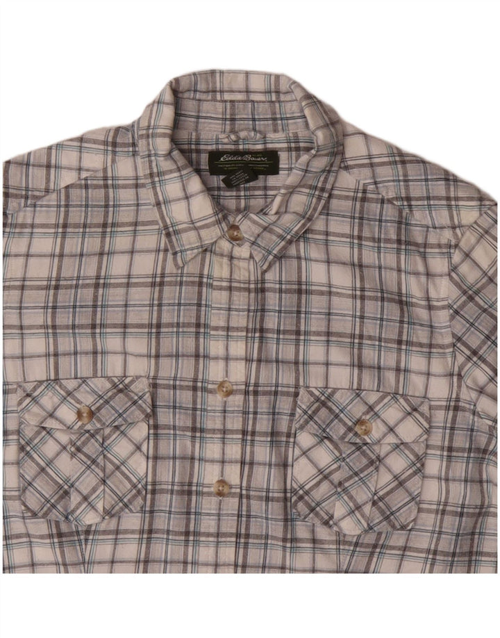 EDDIE BAUER Damenhemd UK 16 Große grau karierte Baumwolle