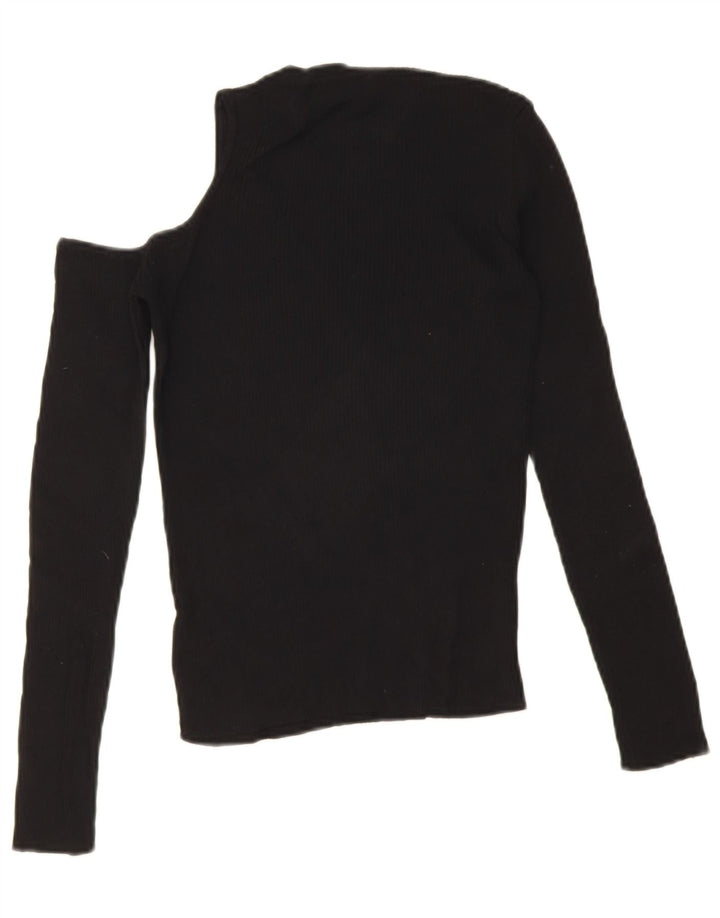 Zara Damen One-Shoulder-Top UK 12 Medium Schwarz