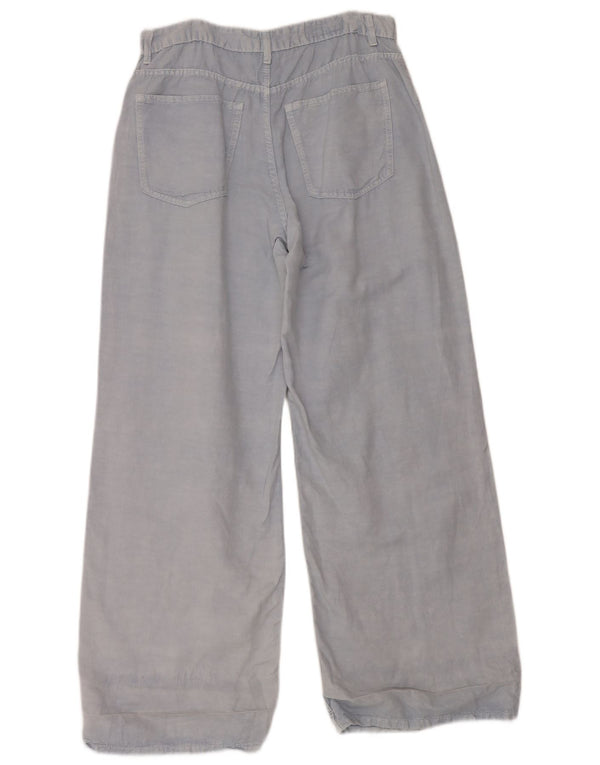 Zara Damen-Freizeithose mit weitem Bein, EU 40, Mittel W30 L32, blaues Leinen