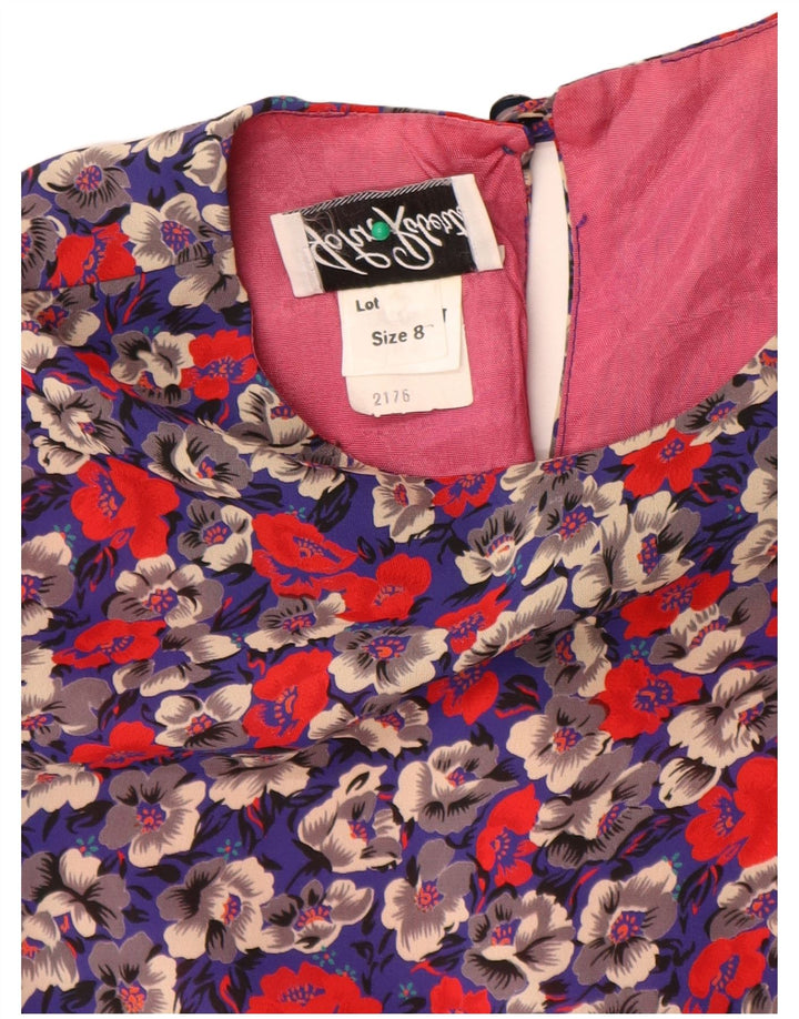 Vintage Damen 3/4 Ärmel Etuikleid US 8 Medium Mehrfarbig geblümt