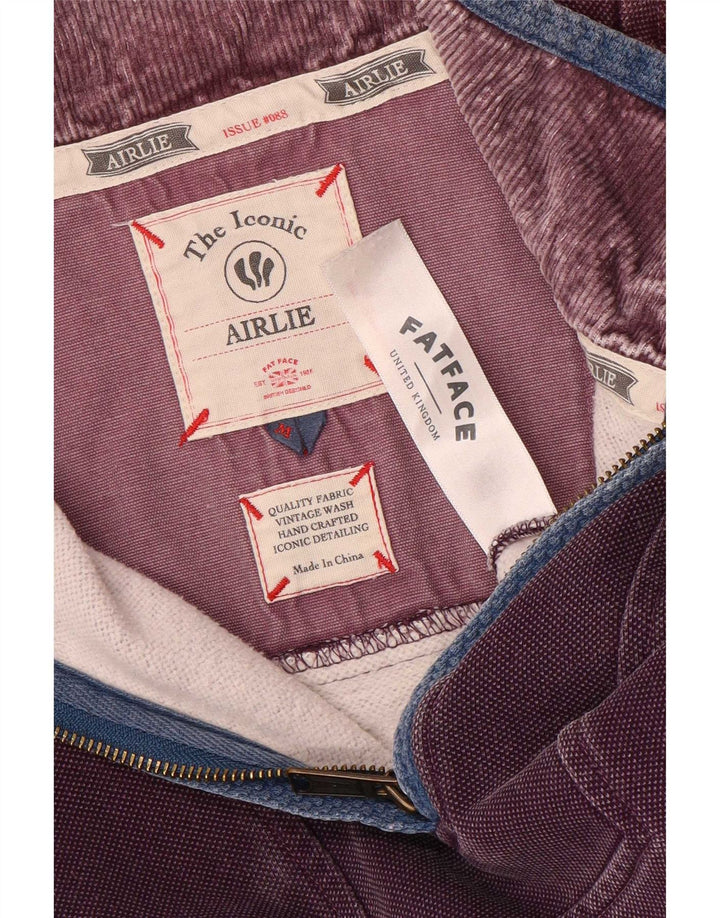 Fat Face Herren-Sweatshirt mit Reißverschluss am Hals, mittelviolette Baumwolle