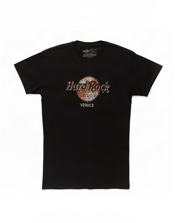 Hard Rock Cafe Damen Venice Graphic T-Shirt Top UK 18 XL Schwarz Baumwolle