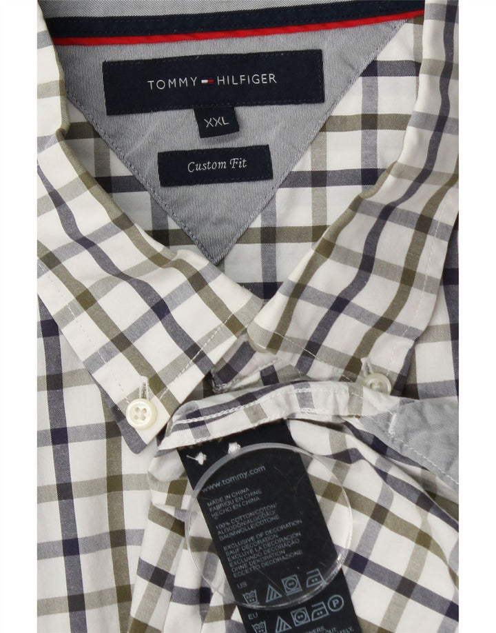 Tommy Hilfiger Herren-Hemd mit individueller Passform, 2XL, weiße Gingham-Baumwolle