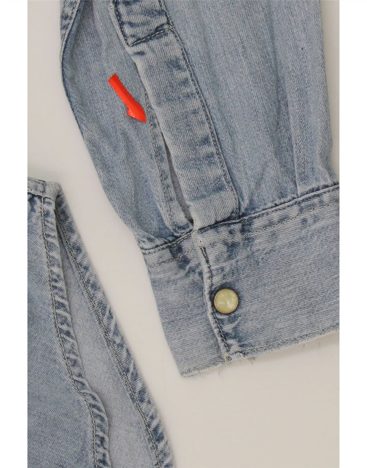 Rifle Womens Regular Fit Jeanshemd UK 12 Mittelblaue Baumwolle