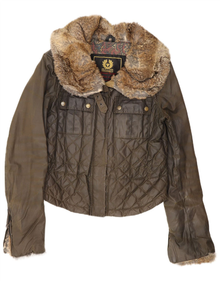 Belstaff Damenjacke aus gewachster Baumwolle IT 44 Medium Khaki Cotton