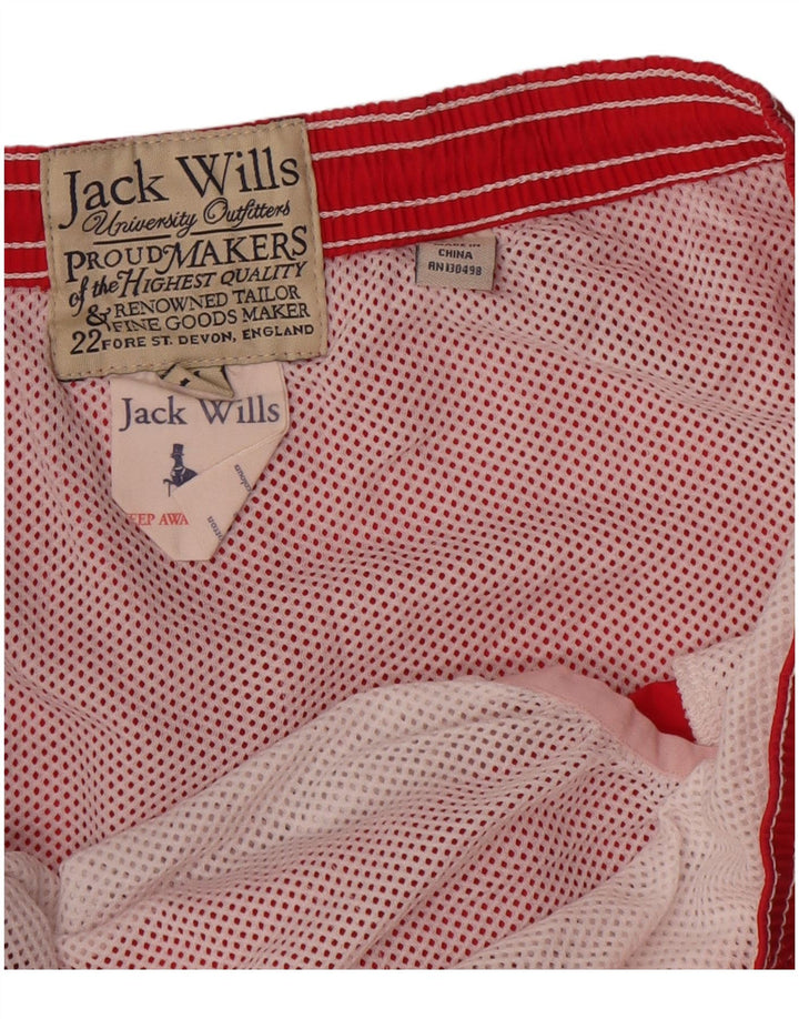 Jack Wills Herren-Badeshorts mit Grafik, mittelrote Baumwolle