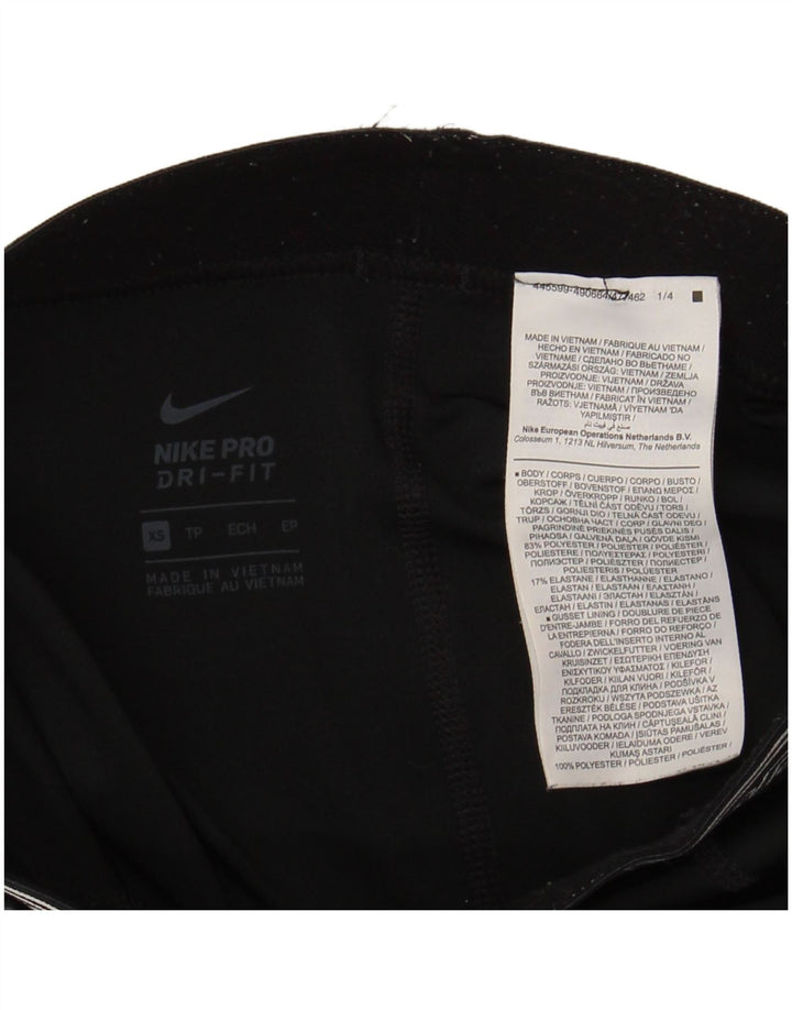 NIKE Womens Dri Fit Graphic Leggings UK 4 XS Schwarz Polyester