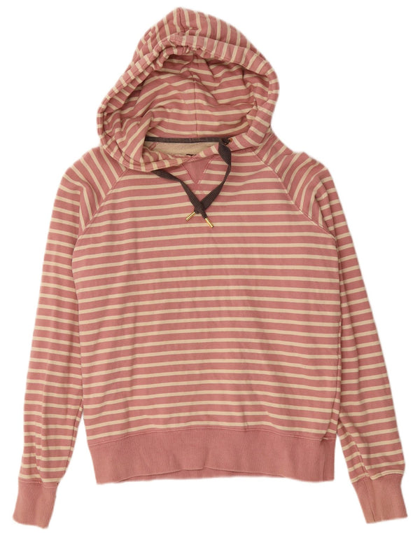 JOULES Damen Kapuzenpullover UK 14 Große rosa gestreifte Baumwolle
