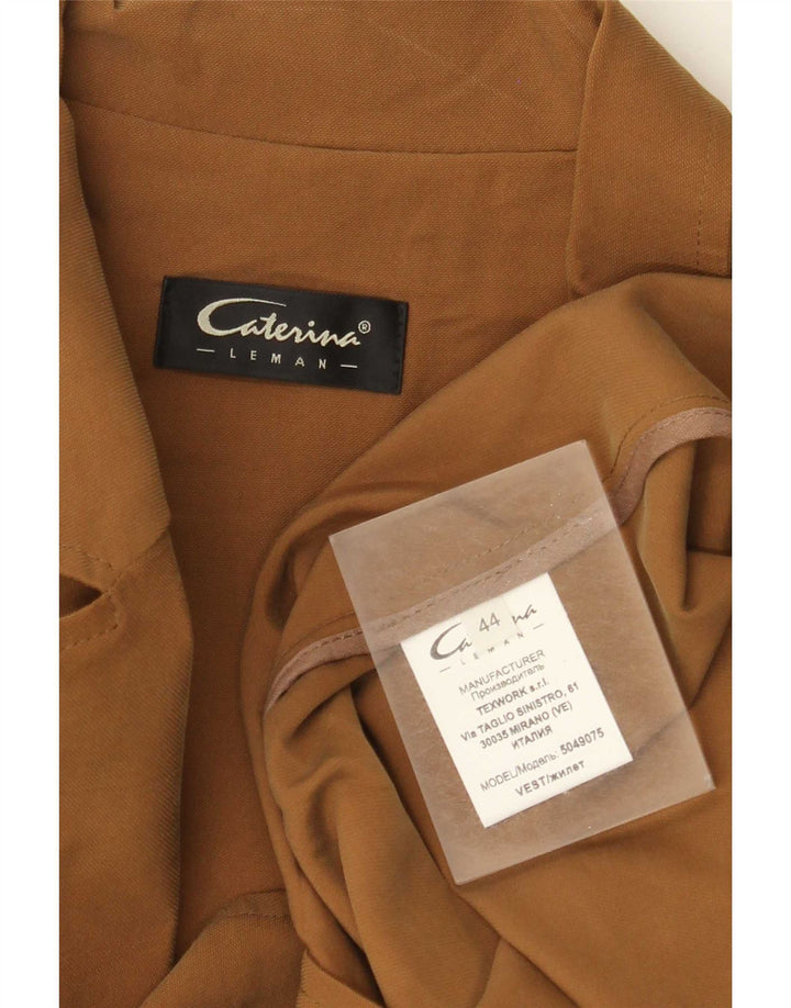 Caterina Damen ärmellose Blazerjacke mit 2 Knöpfen IT 44 Mittelbeige