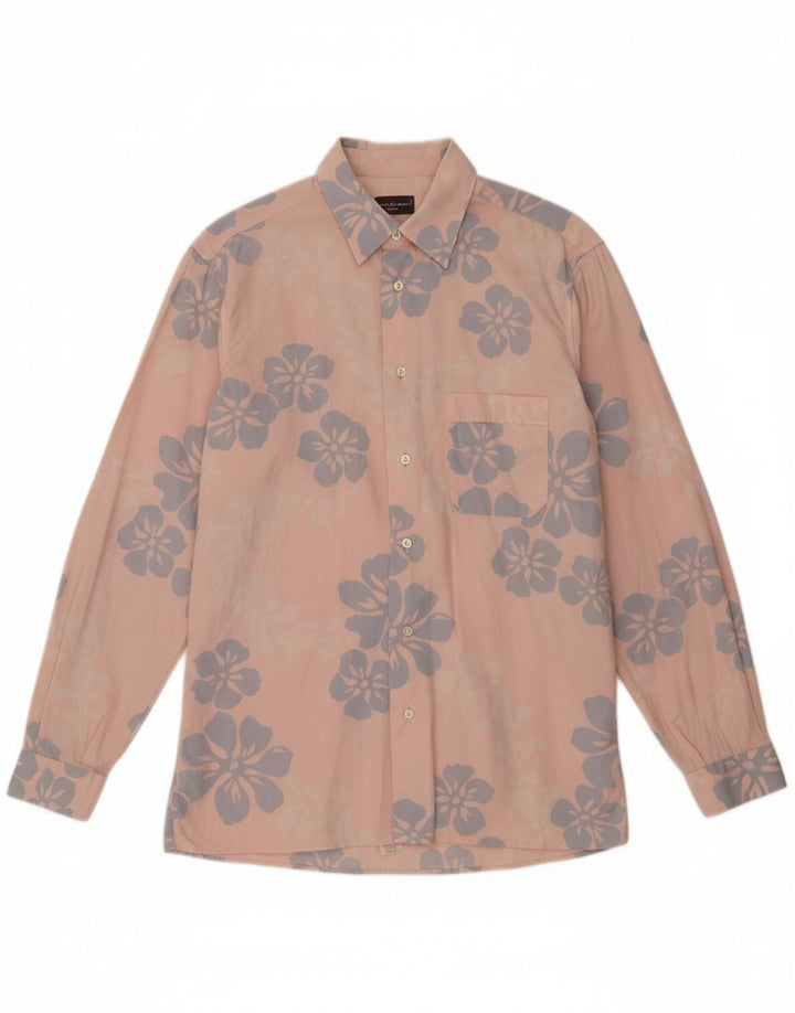 A.M. & COMPANY Mens Shirt Medium Pink Floral Cotton