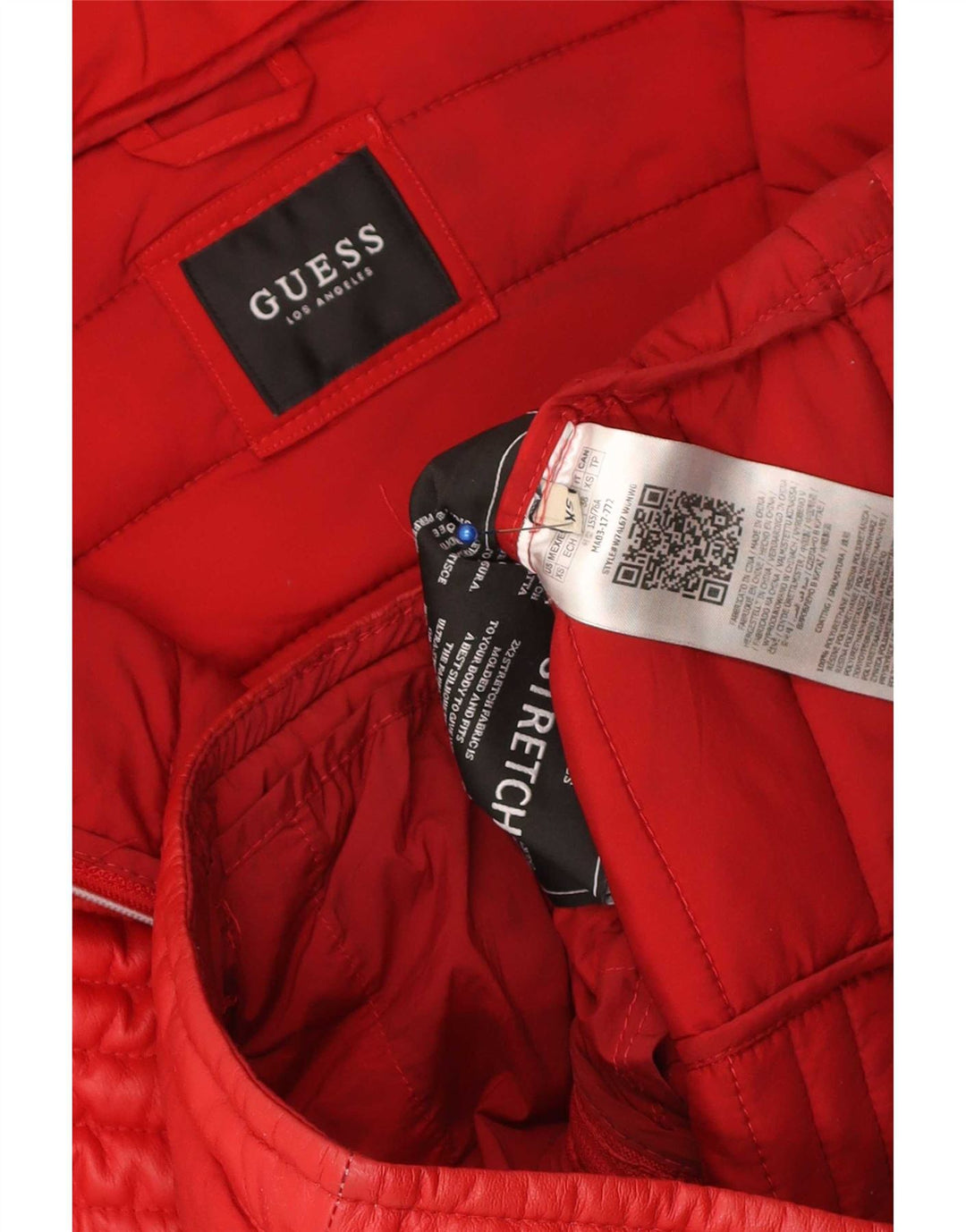Guess Damen Wattierte Jacke UK 6 XS Rot Polyurethan