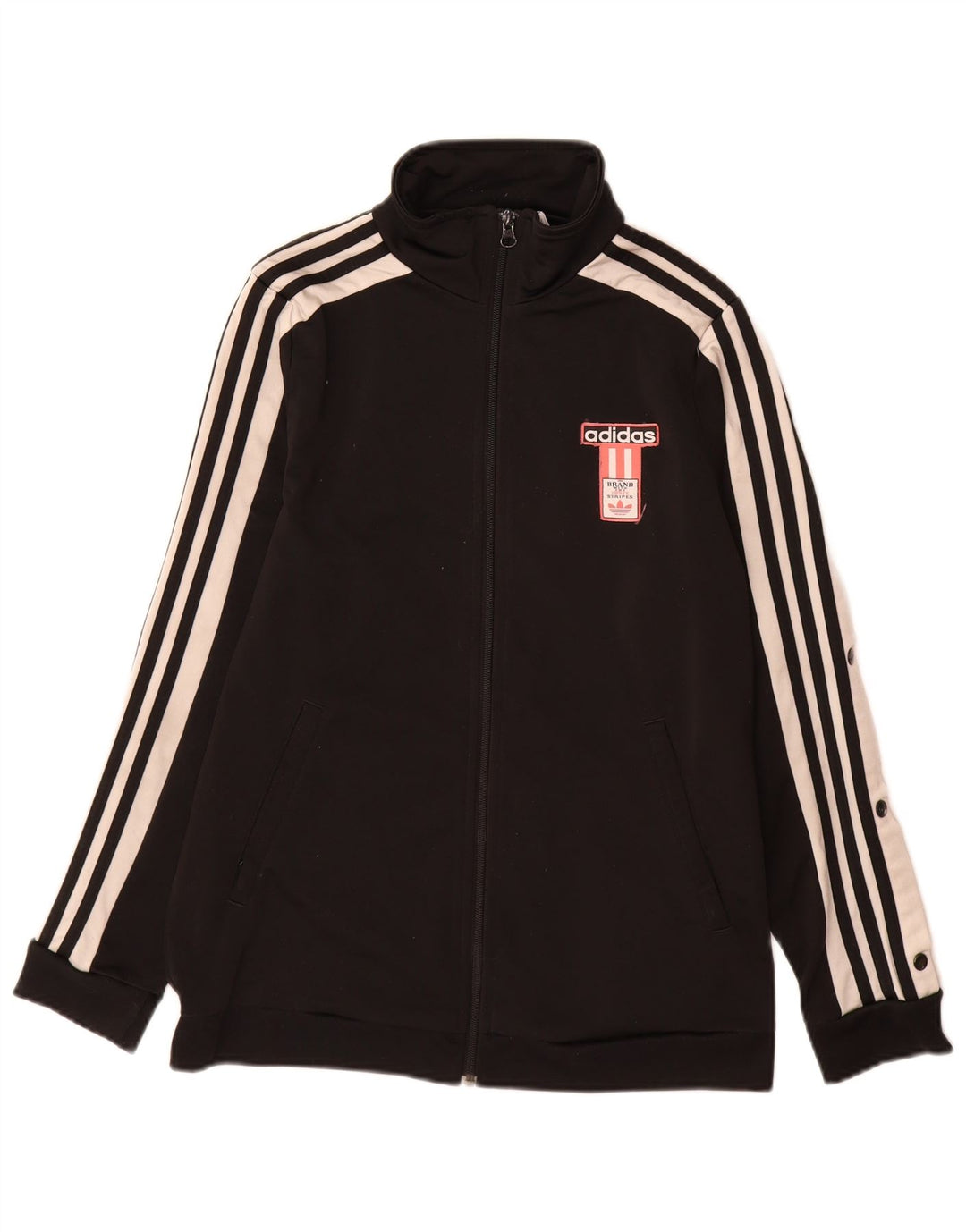 Adidas Damen-Trainingsanzug-Oberteiljacke UK 14 Mittelschwarzes Colourblock-Polyester