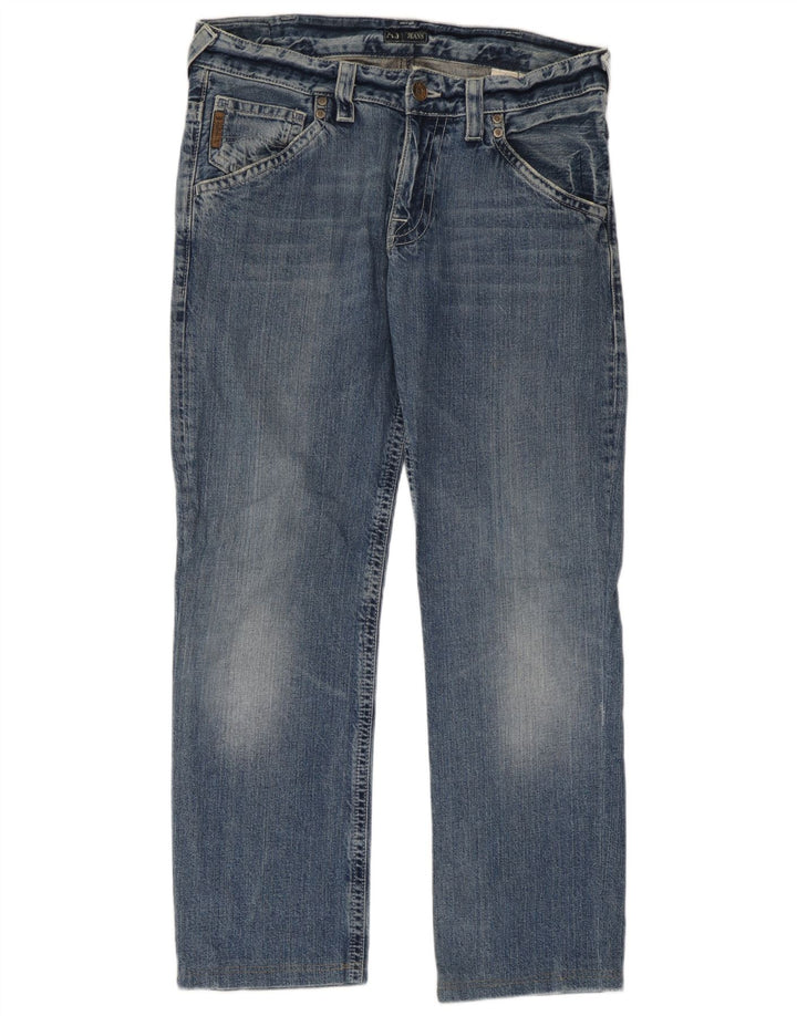Armani Damen Straight Jeans W32 L29 Blaue Baumwolle