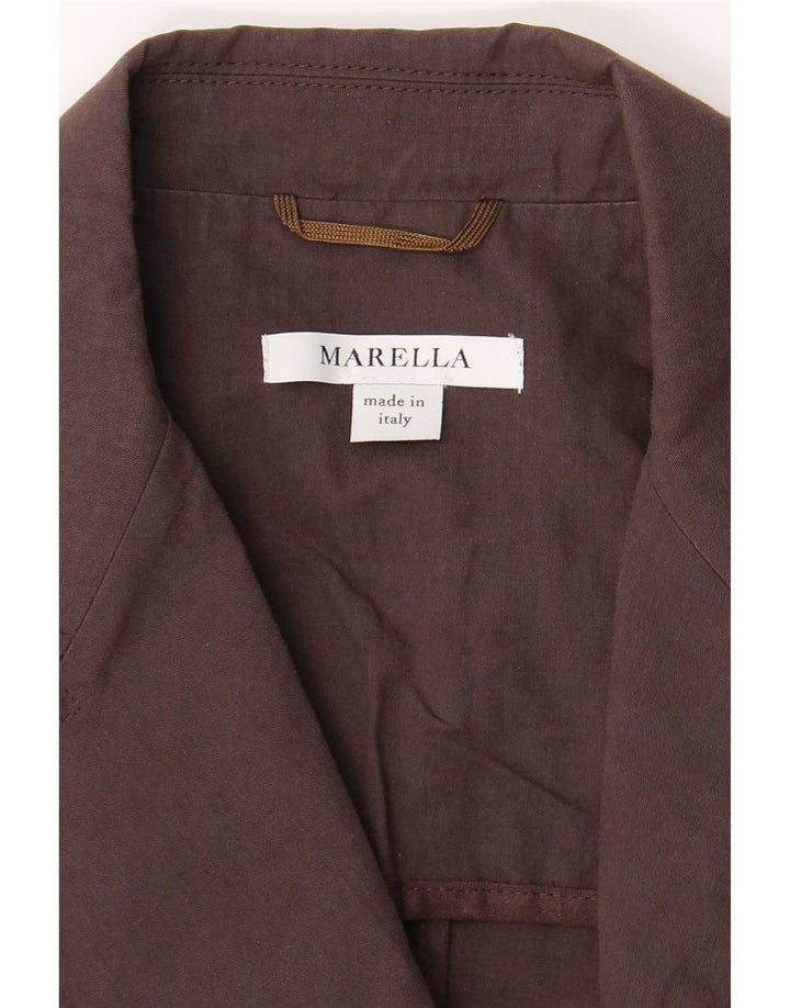 Marella Damen 2-Knopf-Blazerjacke UK 16 Große braune Baumwolle