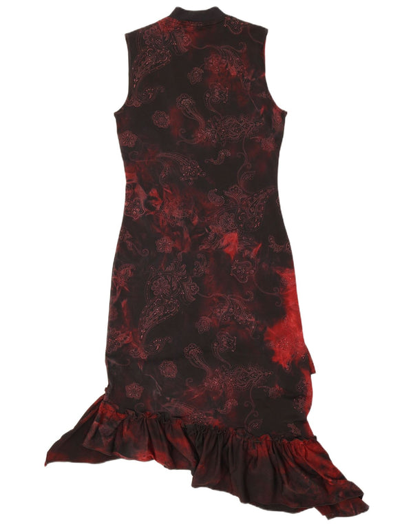 Lovie Womens Paris Sleeveless Asymmetrical Dress UK 12 Medium Black Paisley