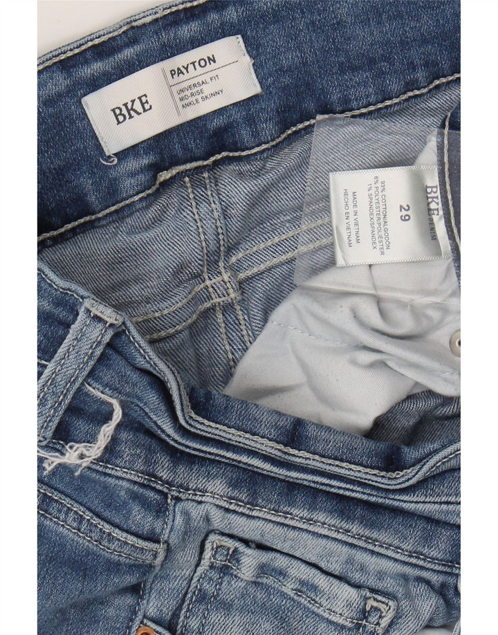 BKE Damen Payton Mid Rise Distressed Skinny Jeans W29 L26 Blaue Baumwolle