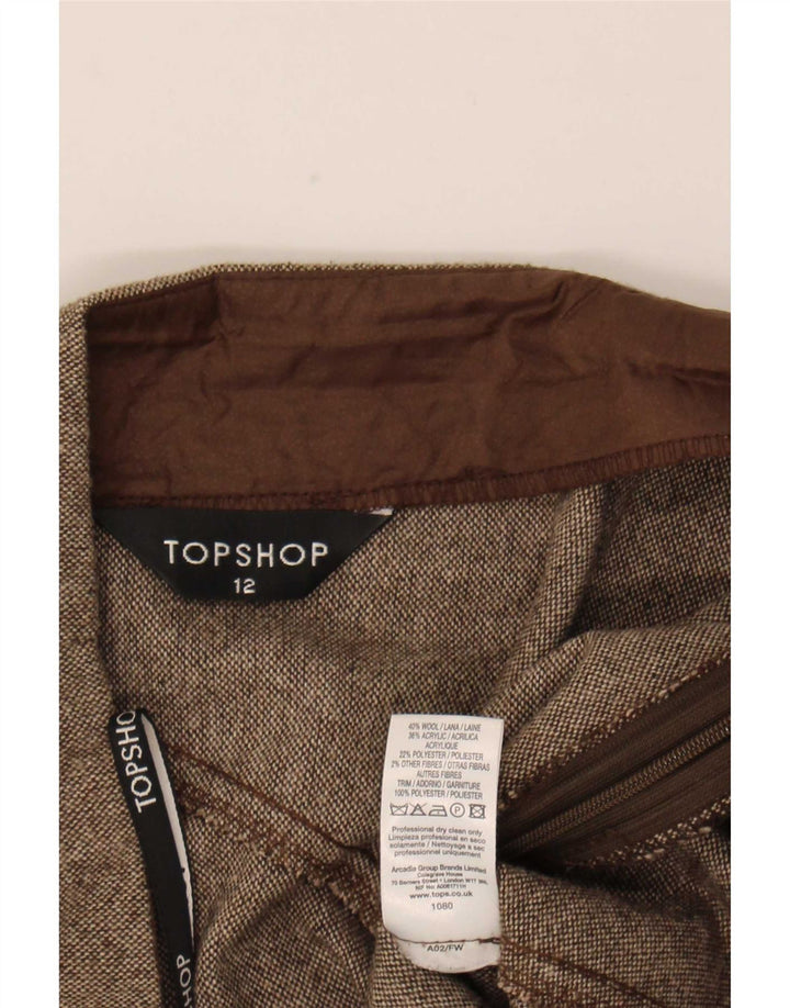 Topshop Damen-A-Linien-Rock UK 12 Medium W32 Braune Wolle