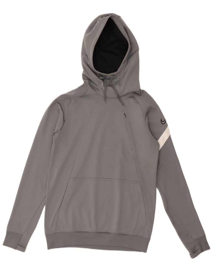 Nike Herren Dri Fit Kapuzenpullover, klein, graues Farbblock-Polyester