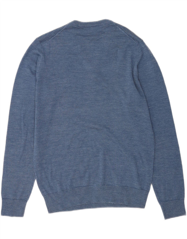 Lacoste Herren-Pullover mit V-Ausschnitt, Größe 4, mittelblaue Wolle