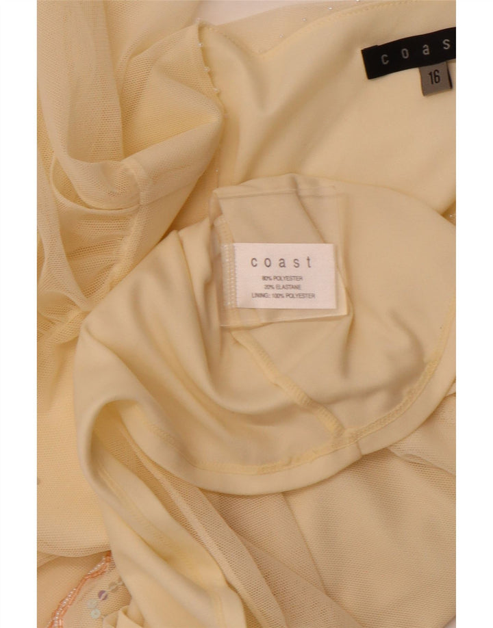 COAST Damen Crop See Through Bluse Top UK 16 Large Gelb Polyester