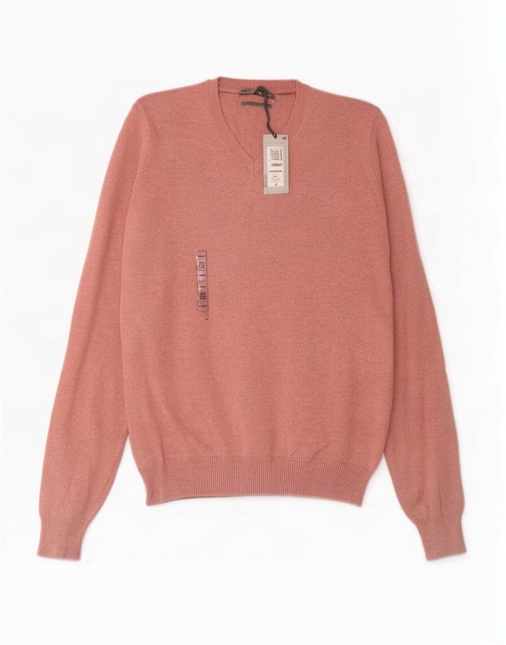 Marks & Spencer Herren-Pullover mit V-Ausschnitt, Größe S, rosa Baumwolle