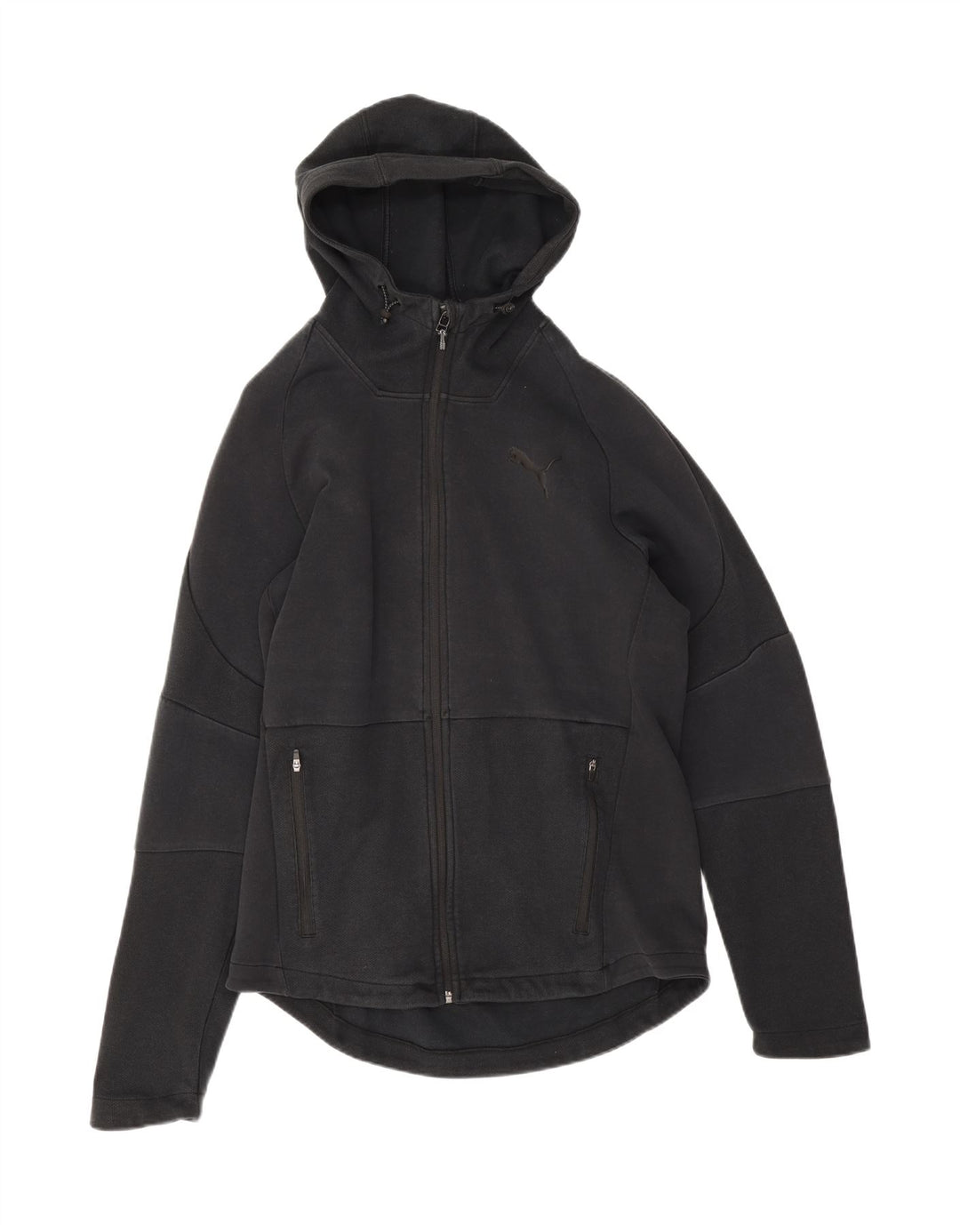 Puma Herren-Kapuzenpullover mit Reißverschluss, groß, schwarze Baumwolle
