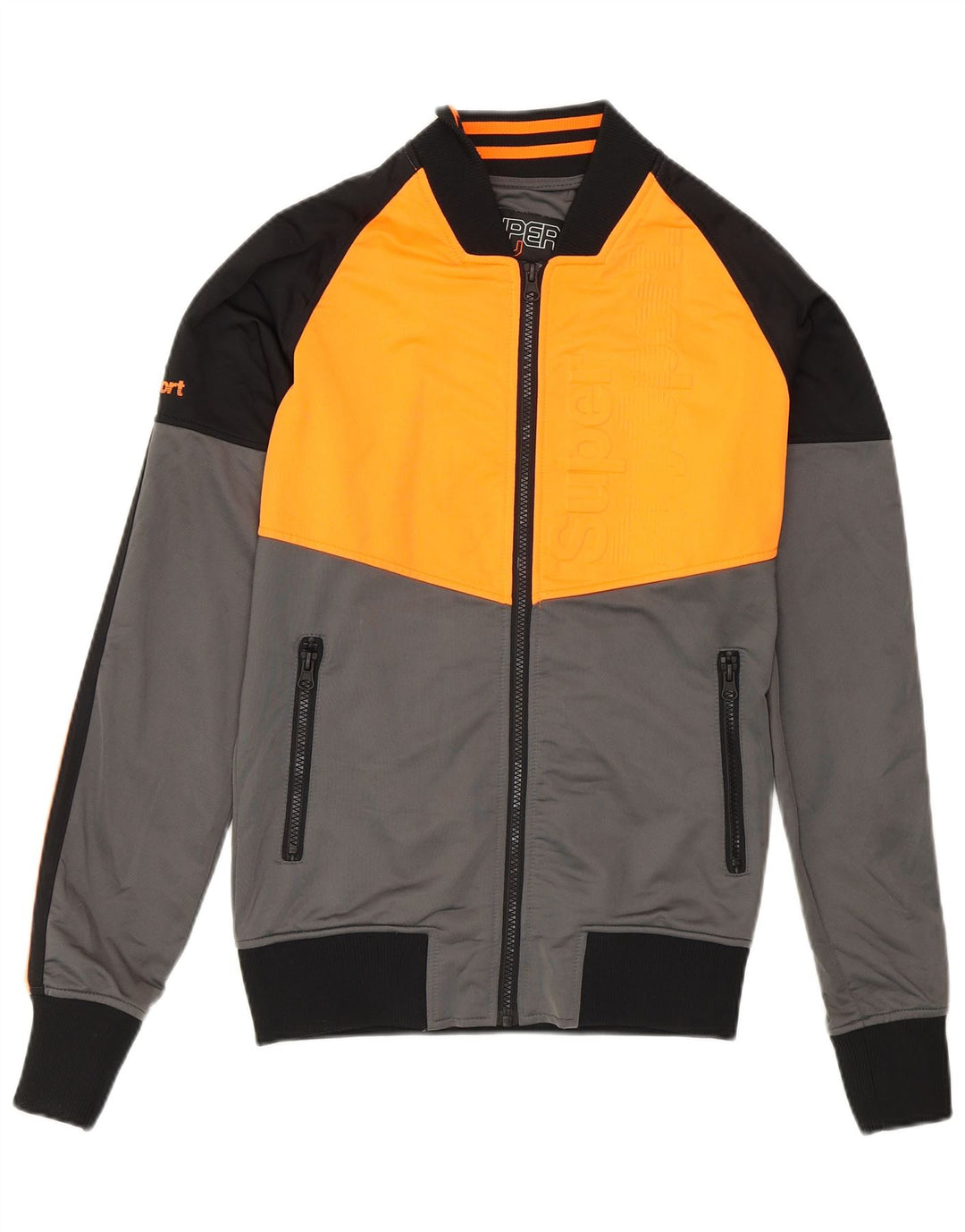 Superdry Herren-Trainingsanzugoberteil, Jacke, Größe S, Grau, Farbblock-Polyester