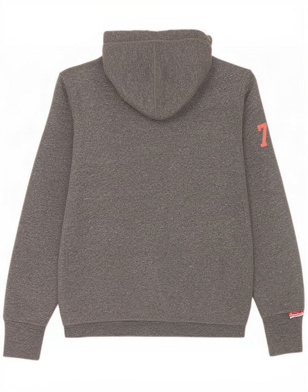 Superdry Damen Graphic Zip Hoodie Pullover UK 14 Mittelgraue Baumwolle