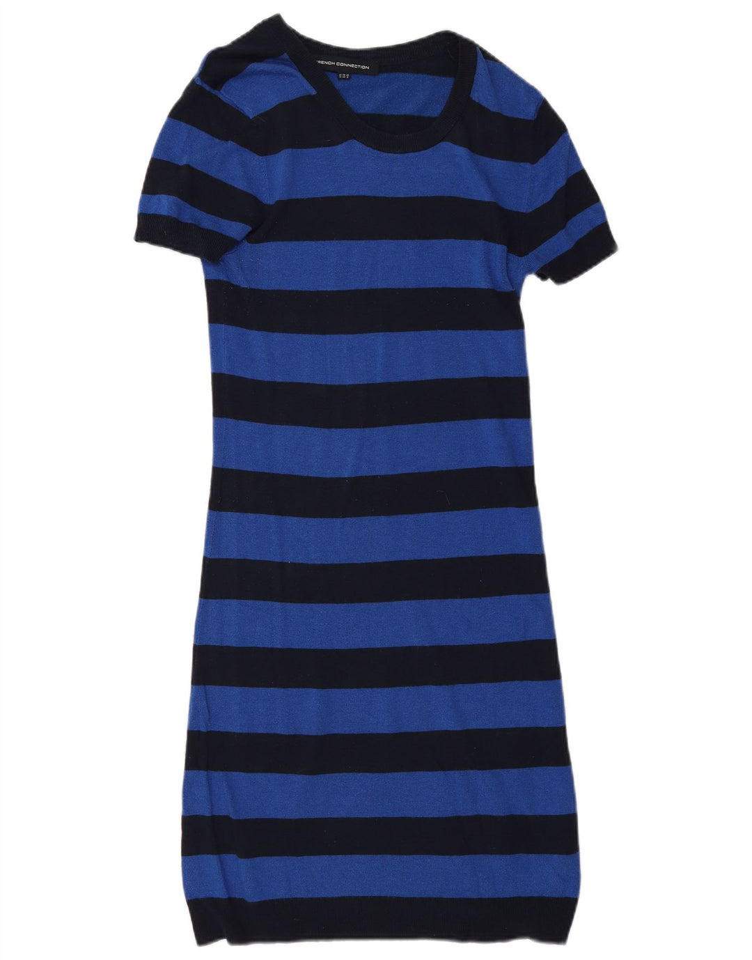 French Connection Damen-Pulloverkleid, Größe 44, Mittelblau gestreift