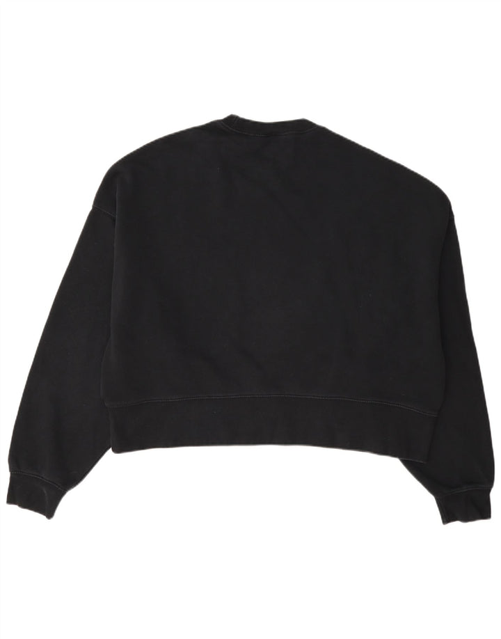 Nike Damen Crop Oversized Sweatshirt Pullover UK 10 Small Schwarz Baumwolle