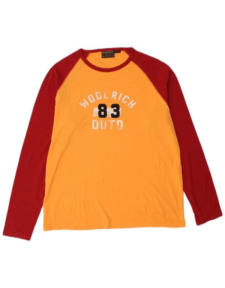 Woolrich Herren-Oberteil mit Grafik, langärmlig, groß, Orange, Colourblock-Baumwolle