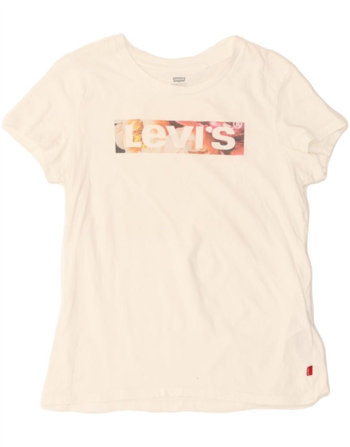 LEVI'S Womens Graphic T-Shirt Top UK 10 Small White Cotton Vintage Levi's and Second-Hand Levi's from Messina Hembry 