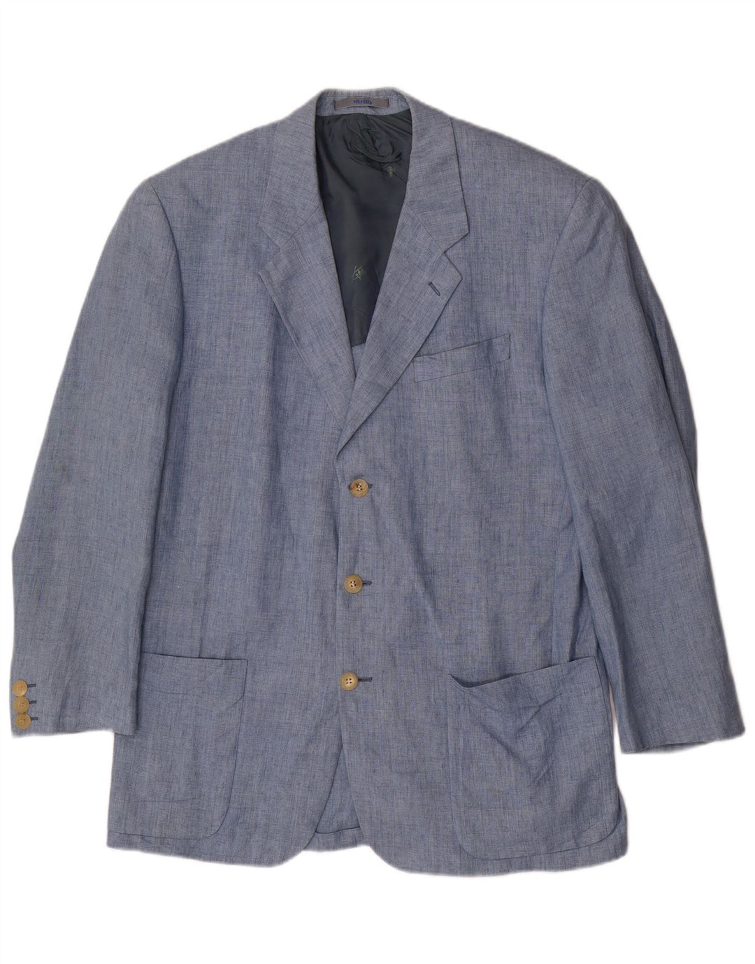 Kenzo Herren 3-Knopf-Blazerjacke IT 52 XL Blaues Leinen
