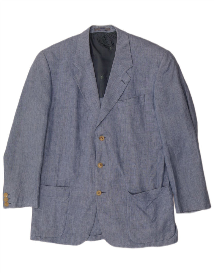 Kenzo Herren 3-Knopf-Blazerjacke IT 52 XL Blaues Leinen