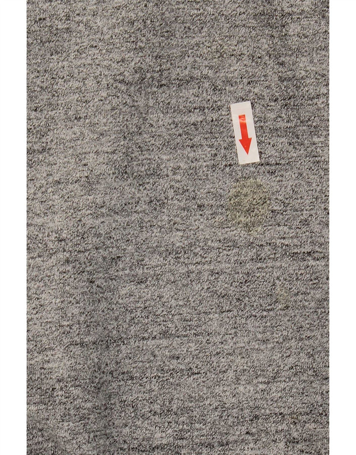 Superdry Herren-Sweatshirt mit Reißverschluss am Hals, Größe L, aus grauer Baumwolle