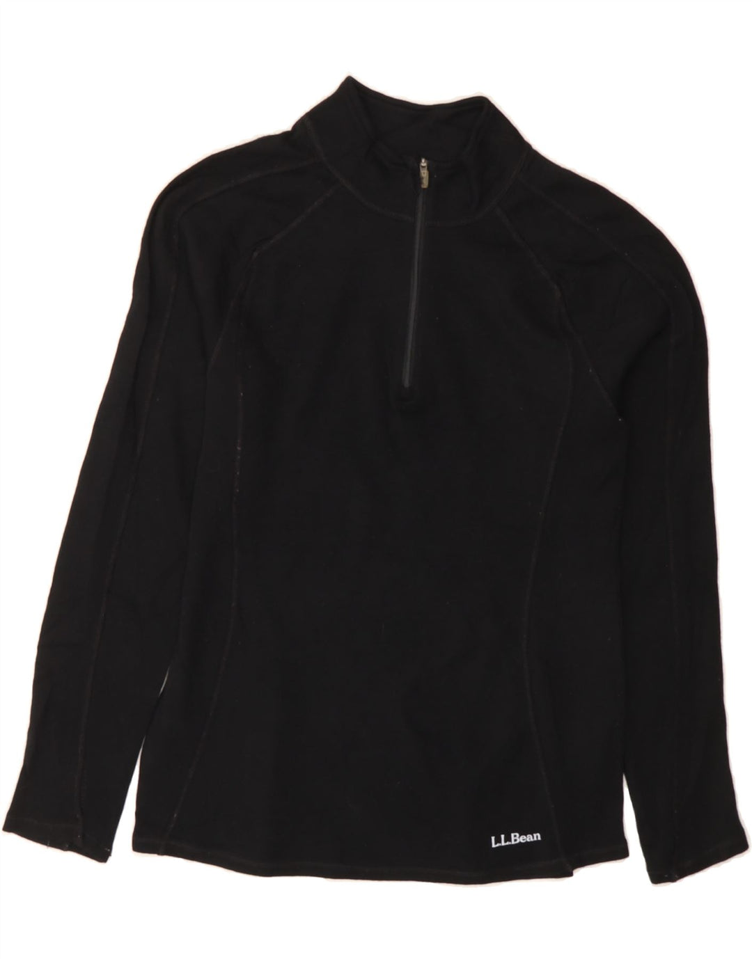 L.L.BEAN Womens Zip Neck Fleece Jumper UK 12 Medium Black Vintage L.L.Bean and Second-Hand L.L.Bean from Messina Hembry 