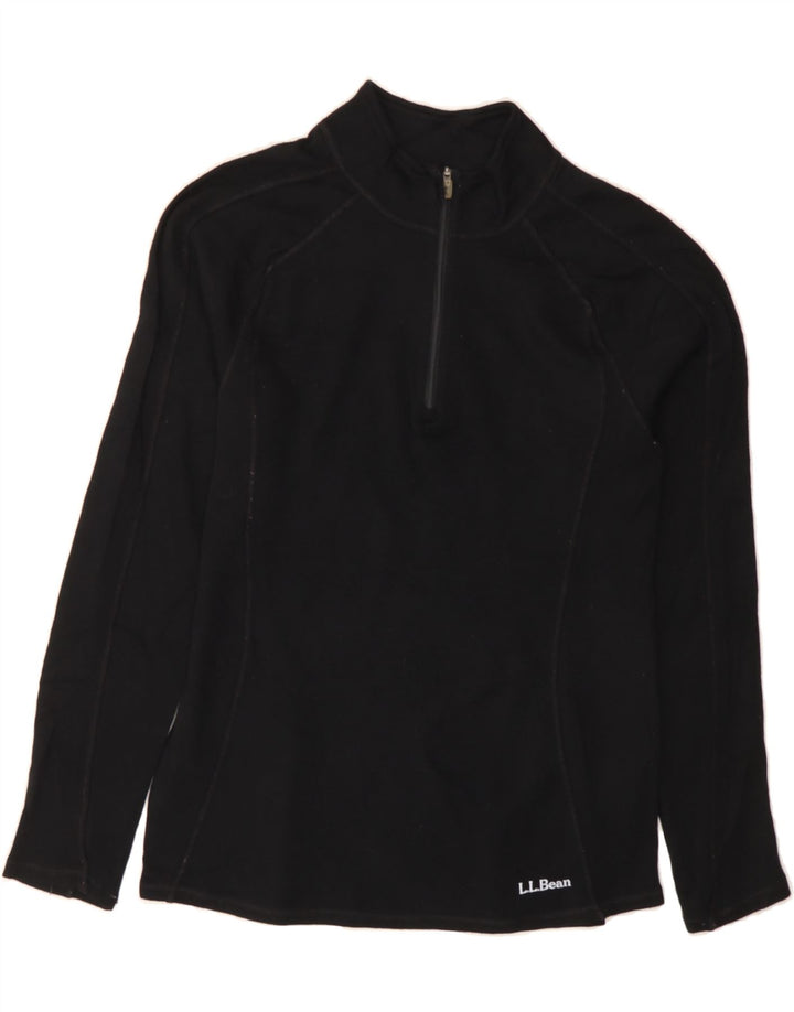 L.L.BEAN Womens Zip Neck Fleece Jumper UK 12 Medium Black Vintage L.L.Bean and Second-Hand L.L.Bean from Messina Hembry 