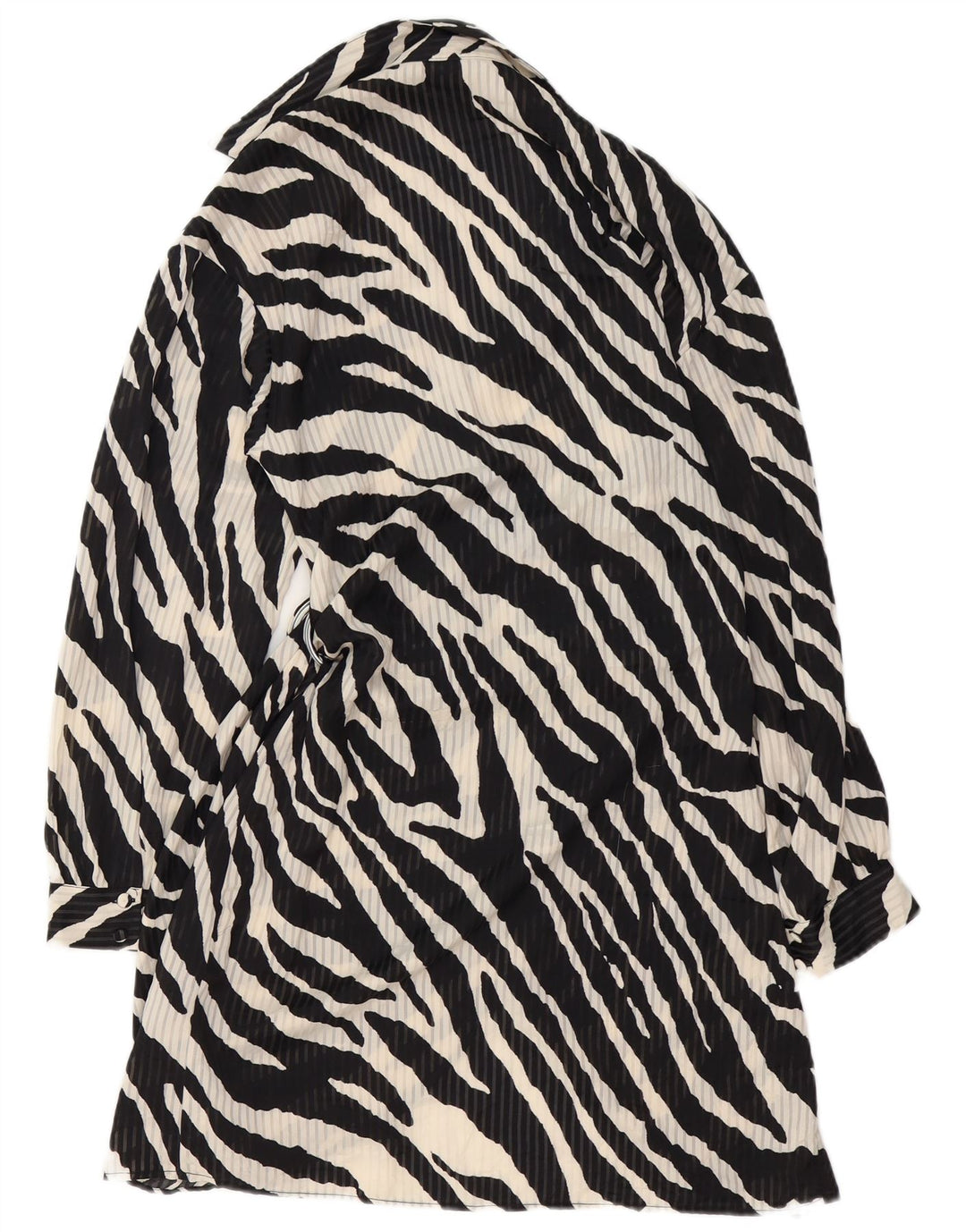 ZARA Damen Langarm-Wickelkleid UK 12 Medium Schwarz Animal Print