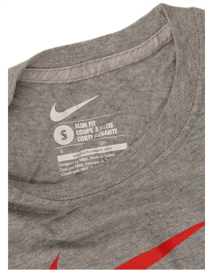 Nike Herren-T-Shirt mit schmaler Passform und Grafik, Größe S, Grau meliert