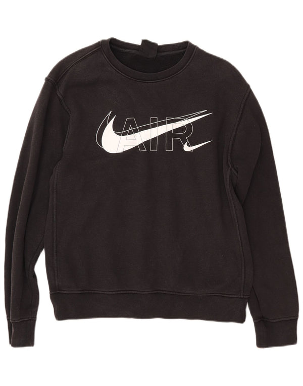 NIKE Damen-Sweatshirt mit übergroßem Grafikmotiv, Gr. 10, Größe S, Schwarz, Baumwolle