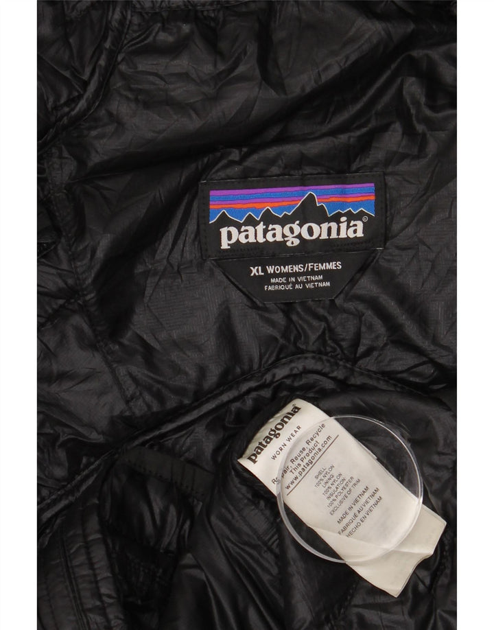 Patagonia Wattierte Damenjacke mit Kapuze, UK 18 XL, schwarzes Nylon