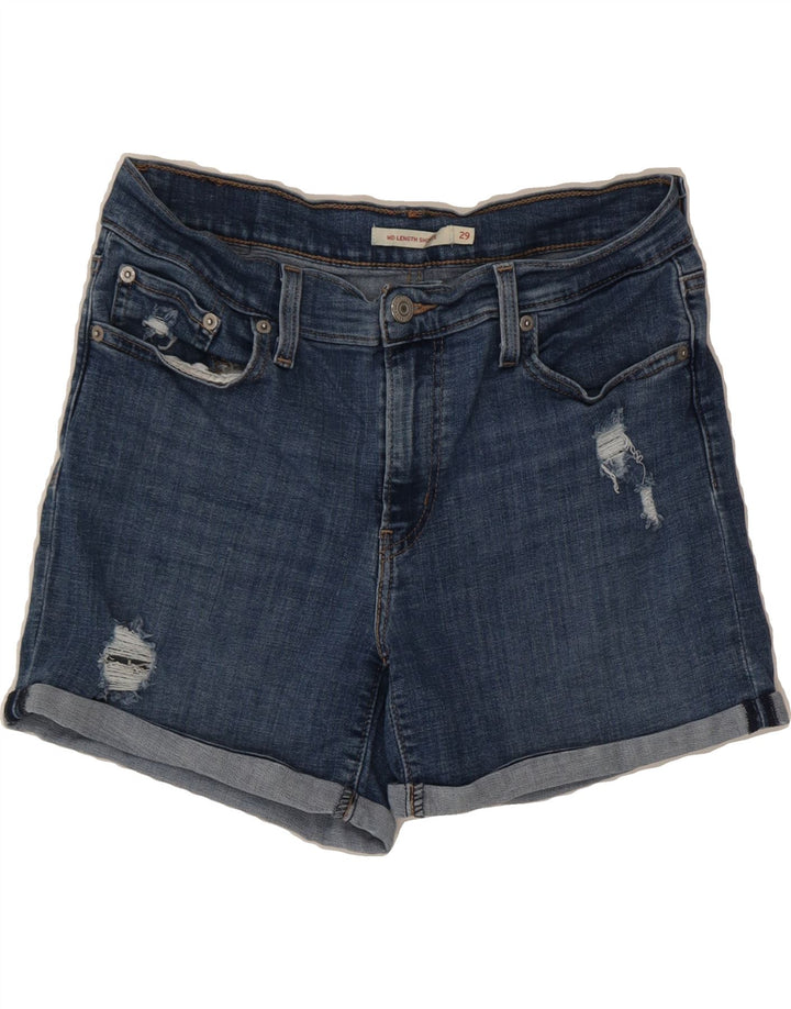 LEVI'S Womens Distressed Denim Shorts W29 Medium Blue Cotton Vintage Levi's and Second-Hand Levi's from Messina Hembry 