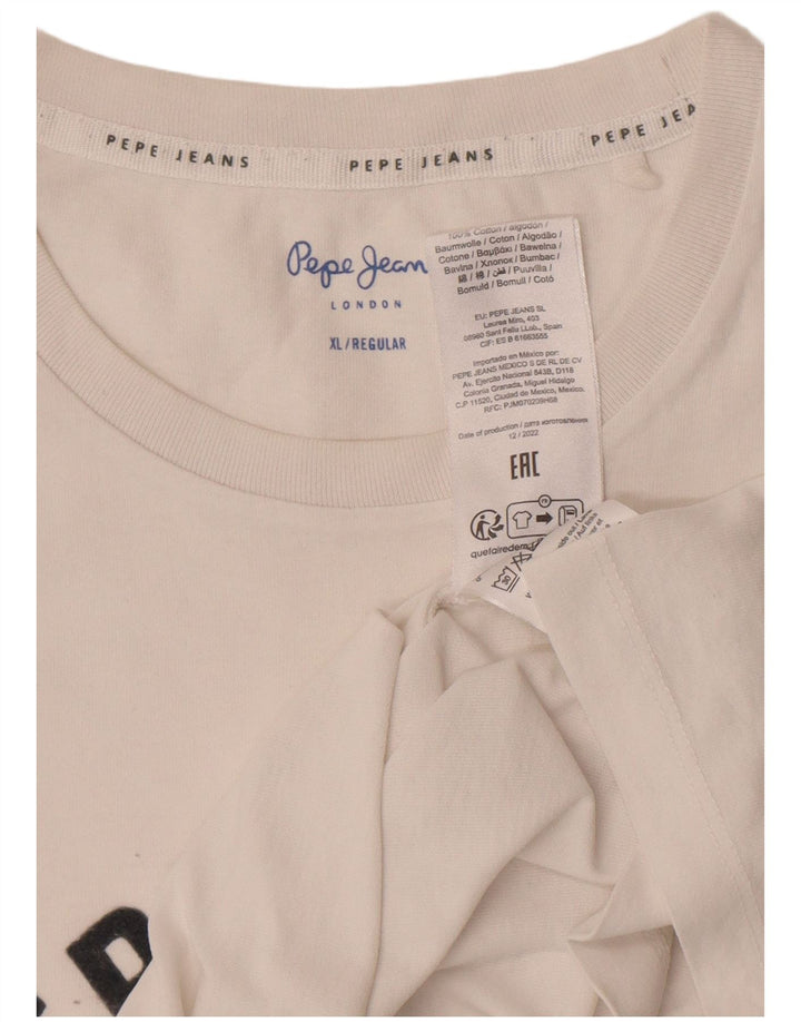 PEPE Jeans Herren Regular Graphic T-Shirt Top XL Weiße Baumwolle