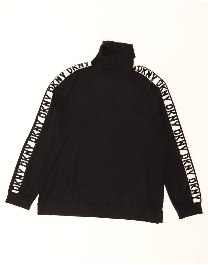 Dkny Herren-Pullover mit grafischem Rollkragen, groß, schwarze Farbblock-Viskose