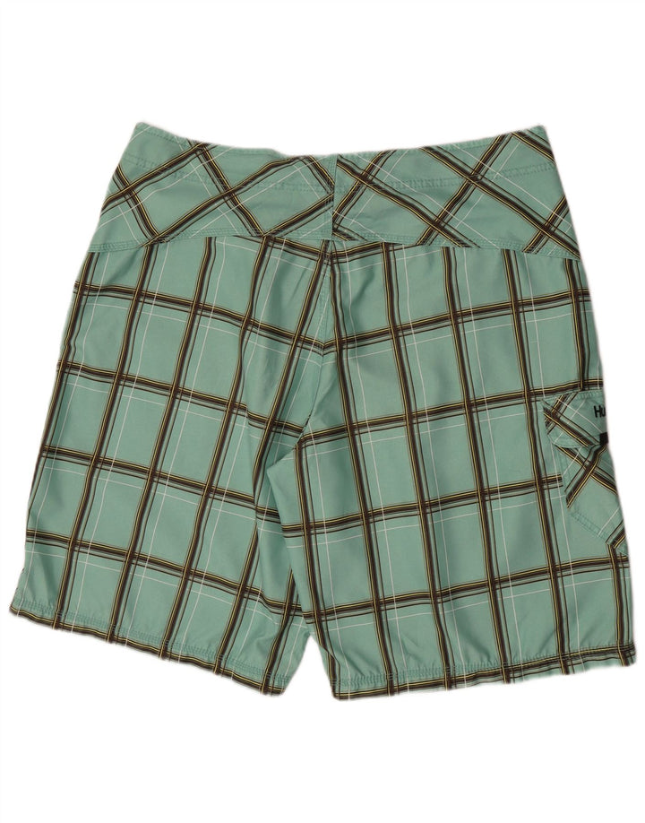 Hurley Herren-Badeshorts, groß, grün kariert, Polyester